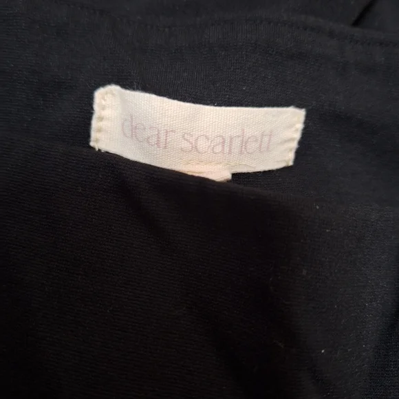 Dear Scarlett Pull On Black Stretch Trousers Lines Down Side With Ankle Slits - Picture 4 of 5